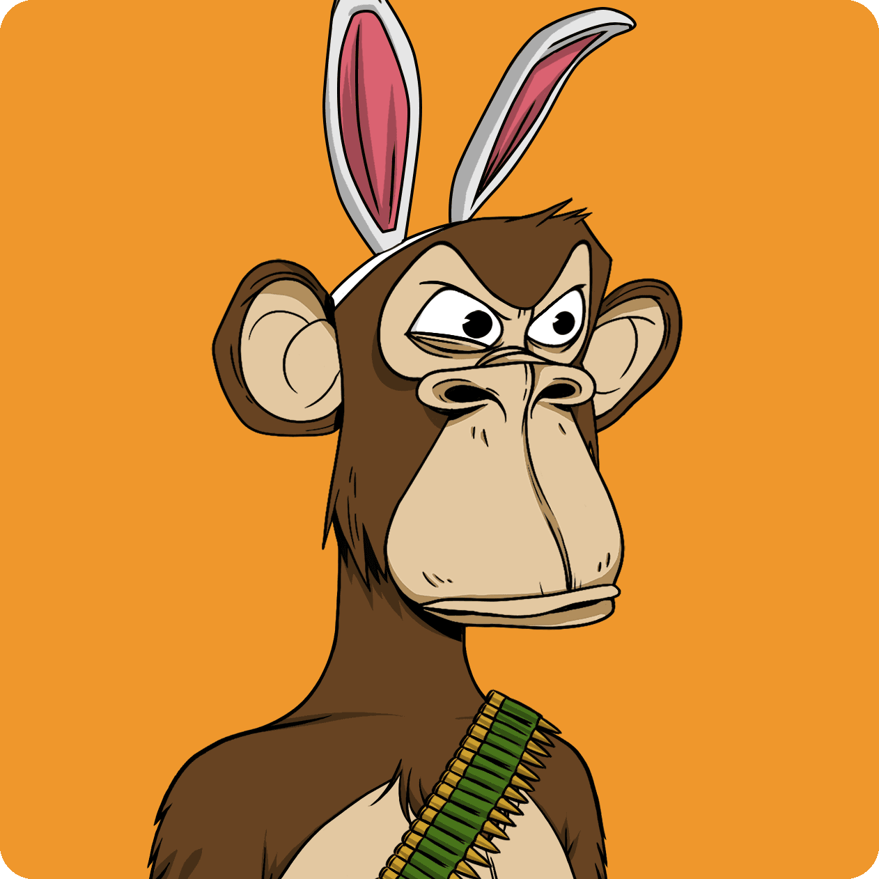 Jack Nefty - The grumpy ape with bunny ears and bandolier